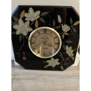 Quartz Family Clock Asian Inspired‎ Black Floral-Works